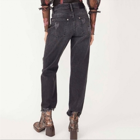 NWT Free People Baggy Tapered Boyfriend Jeans in Obsidian Black - Picture 4 of 9